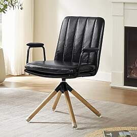 Zouron Kunstleder Schreibtischstuhl Schwarz - Mid