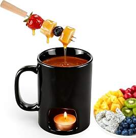ZRUEWOT Keramik-Schokoladenfondue mit Teelicht – 
