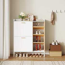 Ztexkee Schuhschrank mit 2 Klappen Schmal