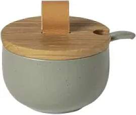 Zuckerbehälter mit Holzdeckel und Löffel