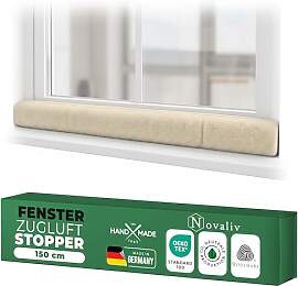 Zugluftstopper für Fenster 150cm Natur Schurwolle 