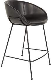 Zuiver Barhocker Leder schwarz, Stahlrahmen -