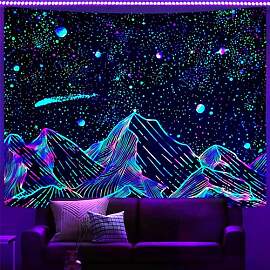 Zussun Schwarzlicht-Wandteppich, Sternennacht,