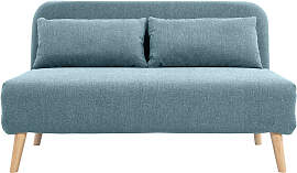 Zweisitzer-Schlafsofa aus graugrünem Stoff und