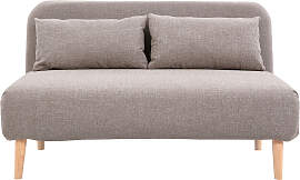 Zweisitzer-Schlafsofa aus taupefarbenem Stoff und