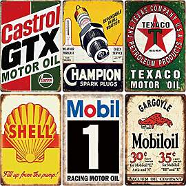 Zylvorix 6er Blechschild Set Garage Retro Motorrad 