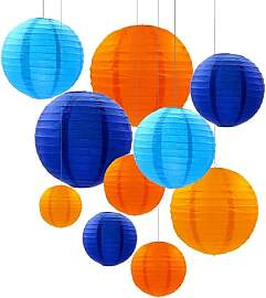 ZYOOO 10 Stück Blau Orange Papierlaterne Lampion
